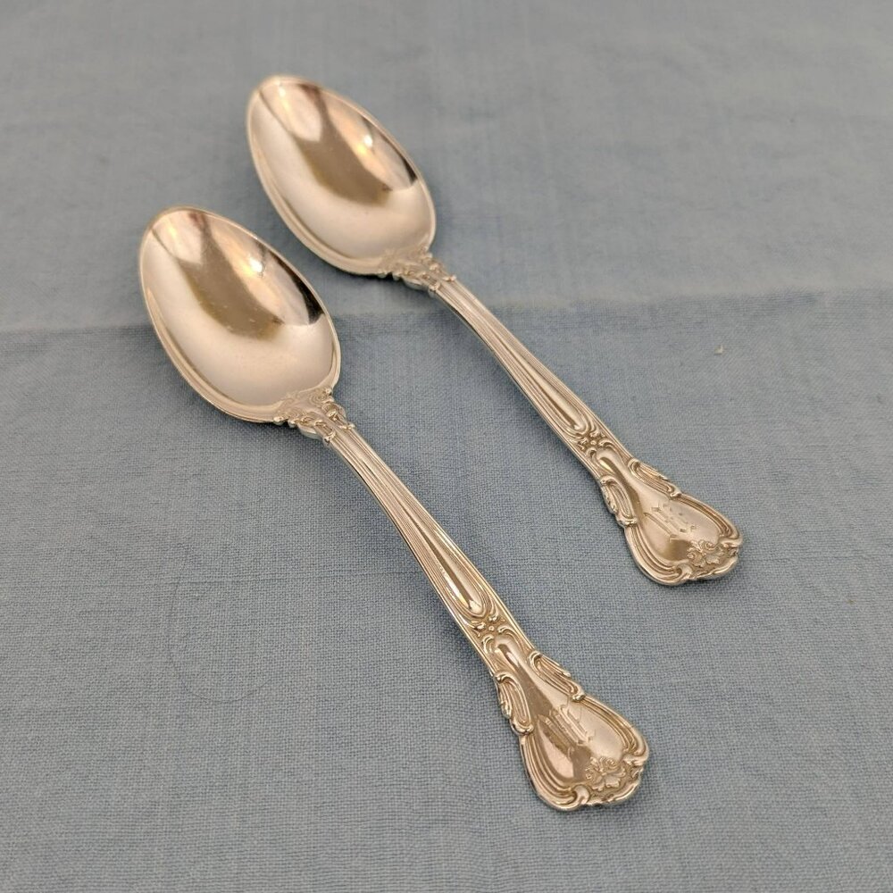 Two sterling silver 5 3/4" teaspoons - Chantilly pattern by Gorham vintage 1909